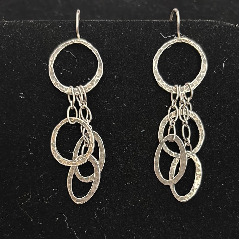 Silpada Silver Hammered Multi-Hoop Dangle Earrings